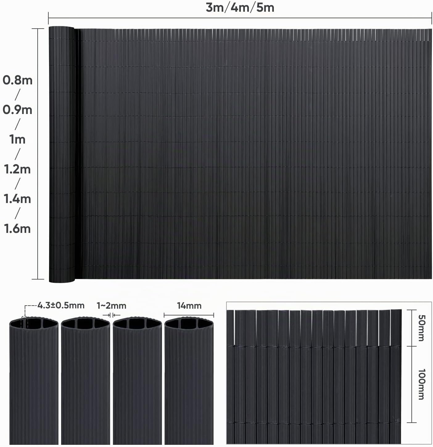 Thumbnail 6 de Sekey kratka osłonowa z PVC 160 × 400 cm, antracytowa, podwójnie wzmocniona