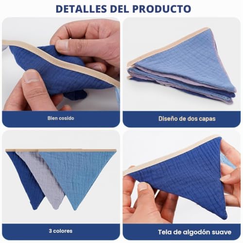 Detalle de Duoleimi Cadena de banderines Azul guardería – Guirnalda de algodón de 2,6 m para la cama y decoración infantil