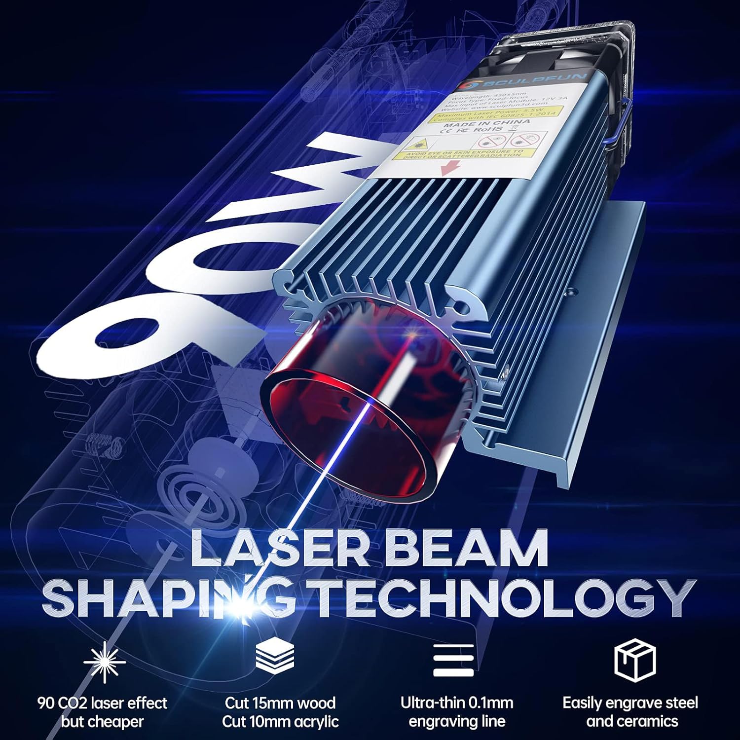 Thumbnail 1 de SCULPFUN 5W incisore laser 90W