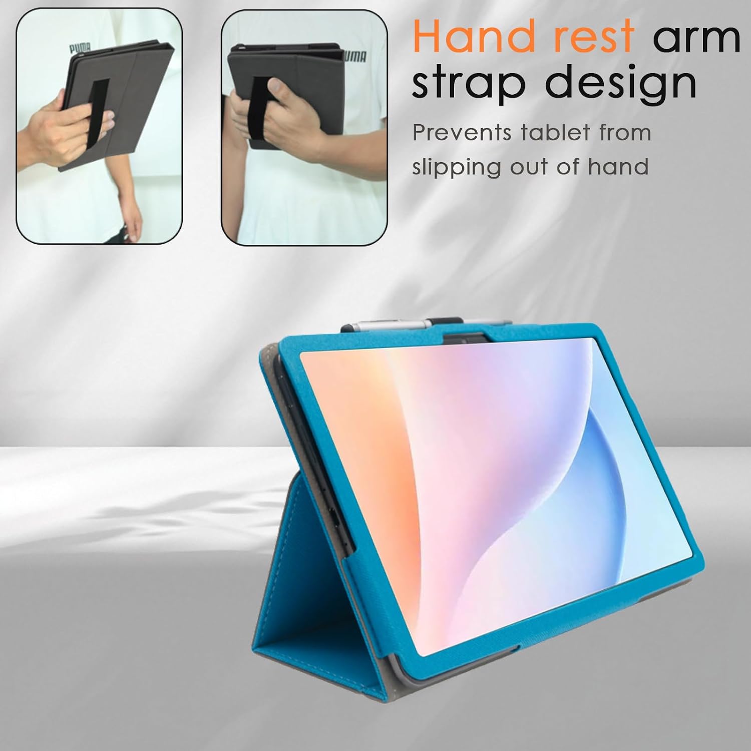 Detalle de XLTTONG Tablet Case with Hand Strap for Doogee Tab A9/A9 Pro 10.1" – Peacock Blue