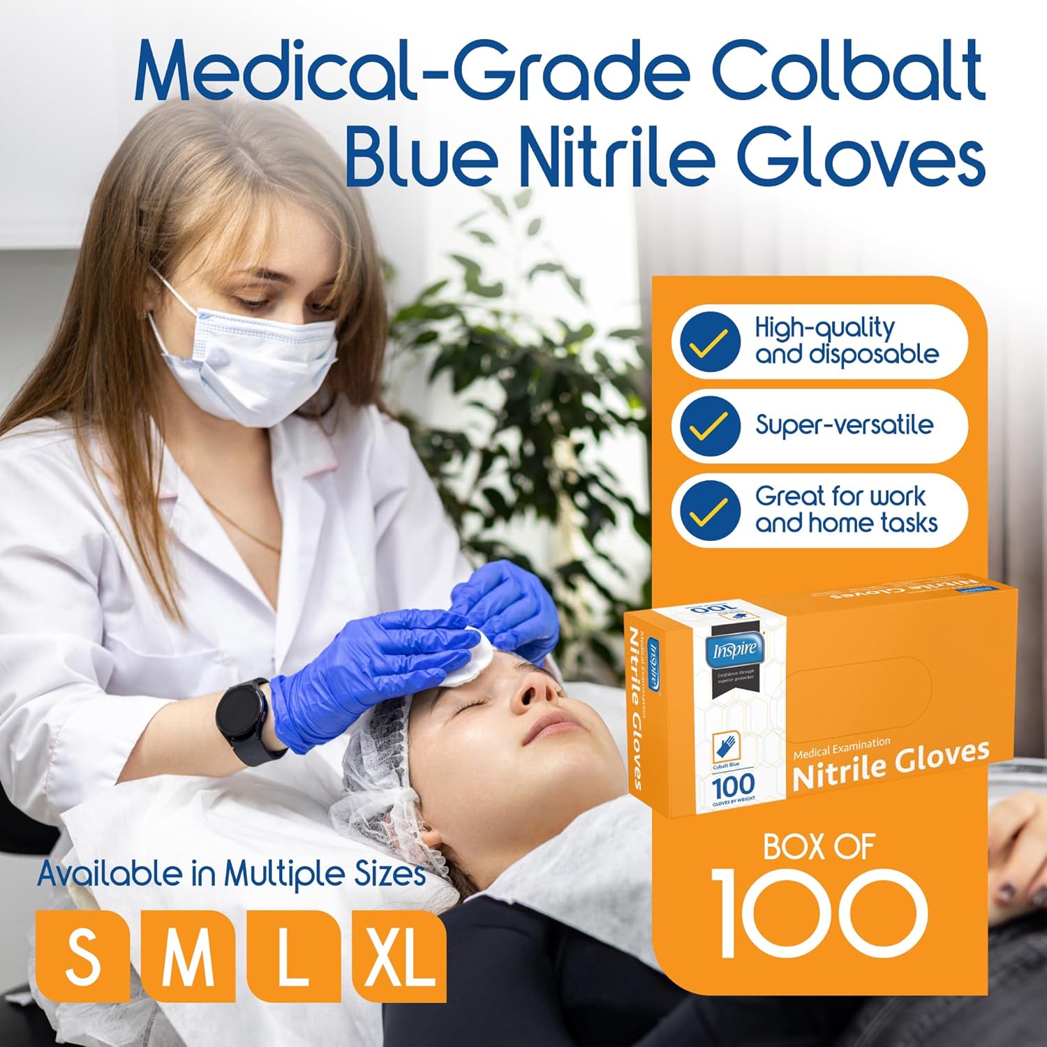 Thumbnail 1 de Inspire Cobalt Blue Nitrile Gloves 100-pack