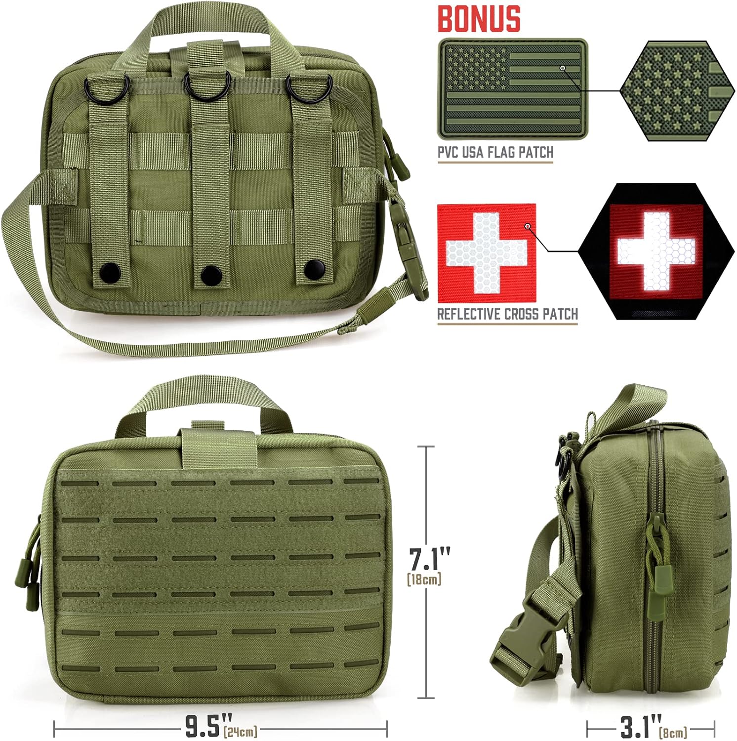 Detalle de LIVANS Tactical Molle メディカルポーチ 空ポーチ・クイックリリース・ヘッドレスト取付対応