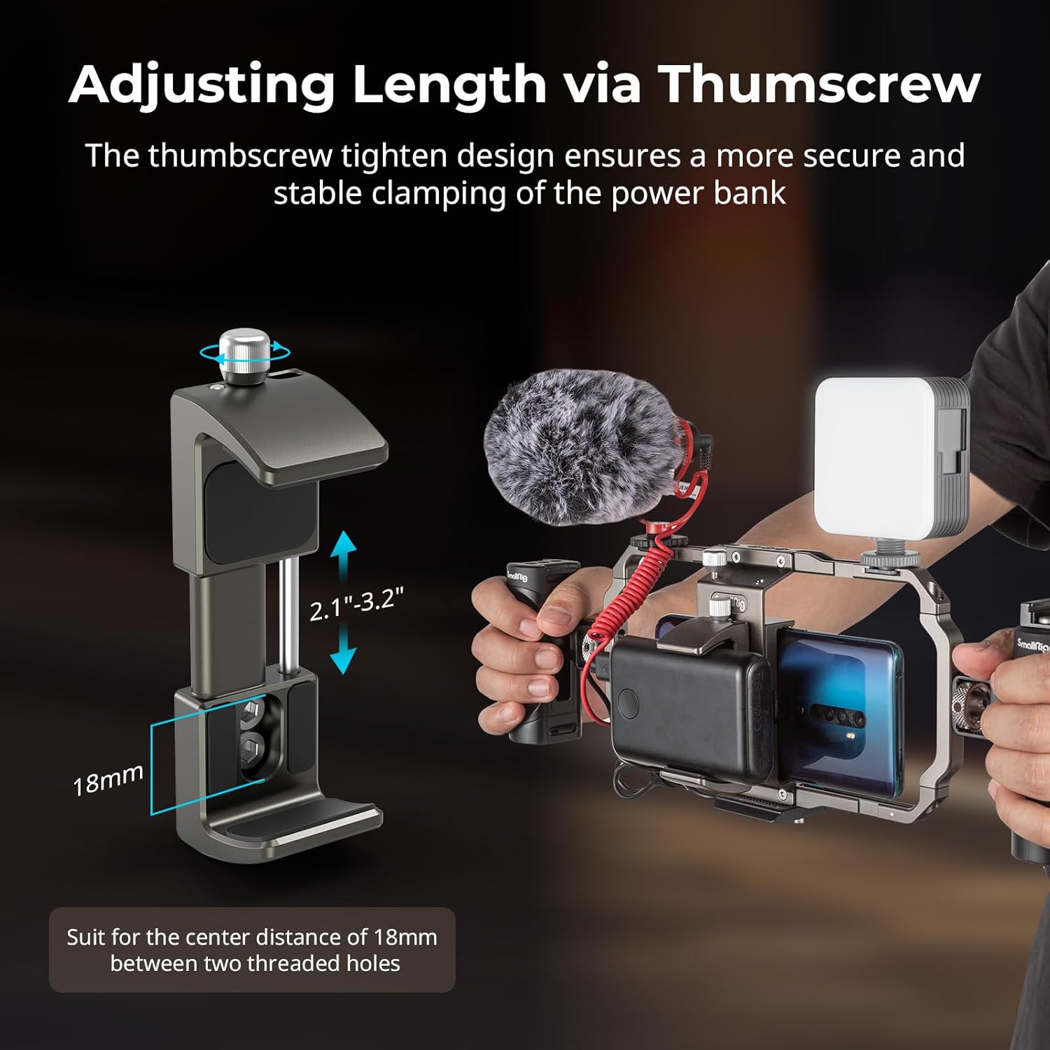 Thumbnail 2 de SMALLRIG 2790 Support aluminium pour powerbank (pince pour batteries externes 53 à 81 mm)