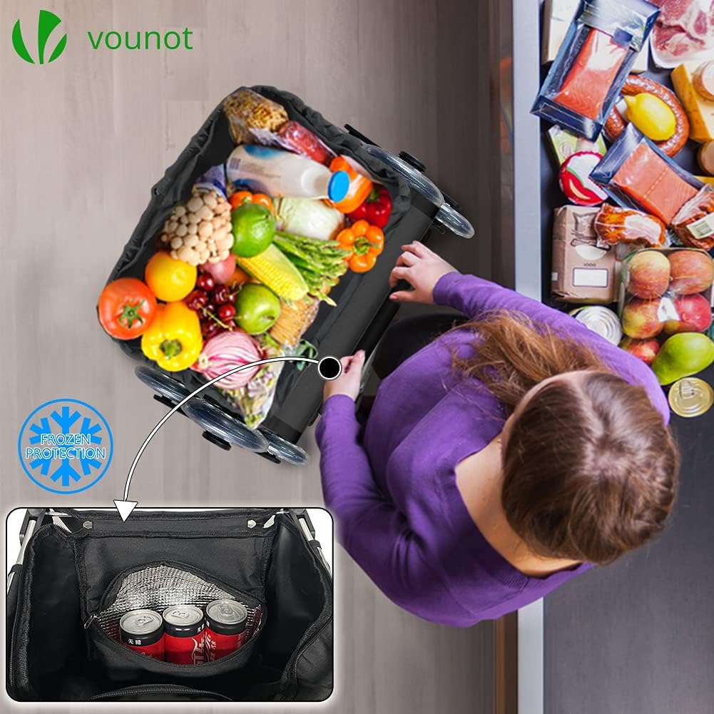 Thumbnail 3 de VOUNOT Chariot de Courses 6 Roues en Aluminium – 58 L, 3 en 1, Isotherme