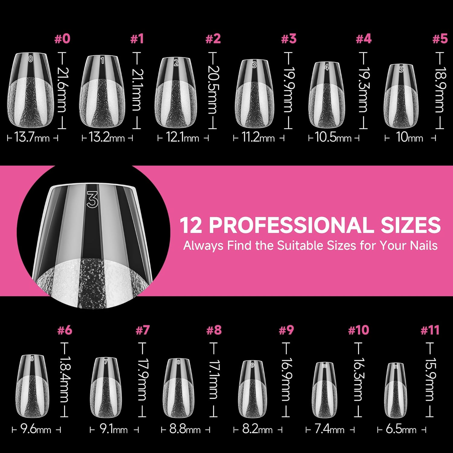 Thumbnail 6 de UNA GELLA Kurz Ballerina Nageltips (312 Stück) – vorgestochen für Gel-Nagelverlängerungen & DIY Nail Art