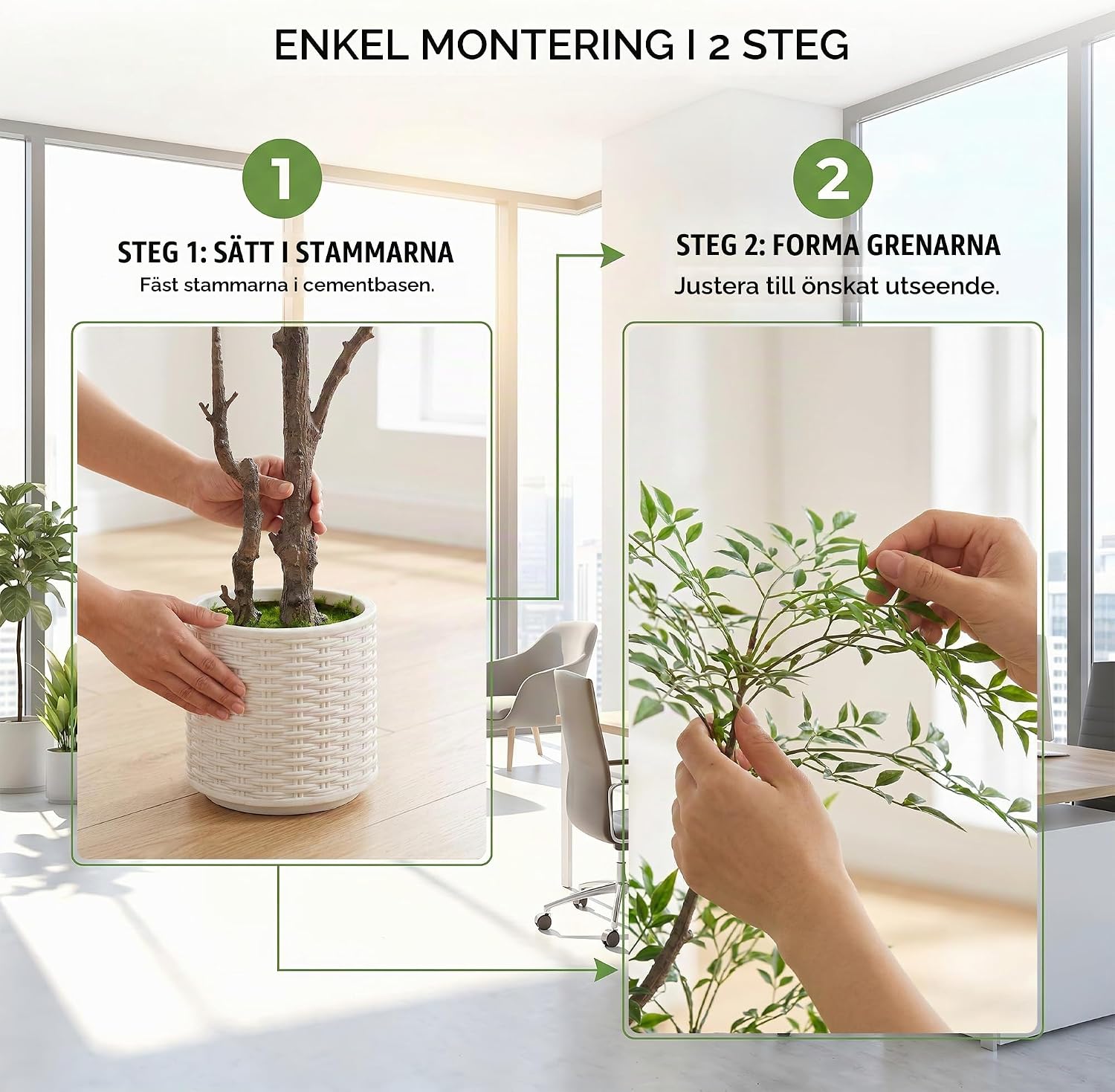 Detalle 2 de ZKIODV Nandi-I21-Grün konstgjort prydnadsträd, 210 cm med gröna blad