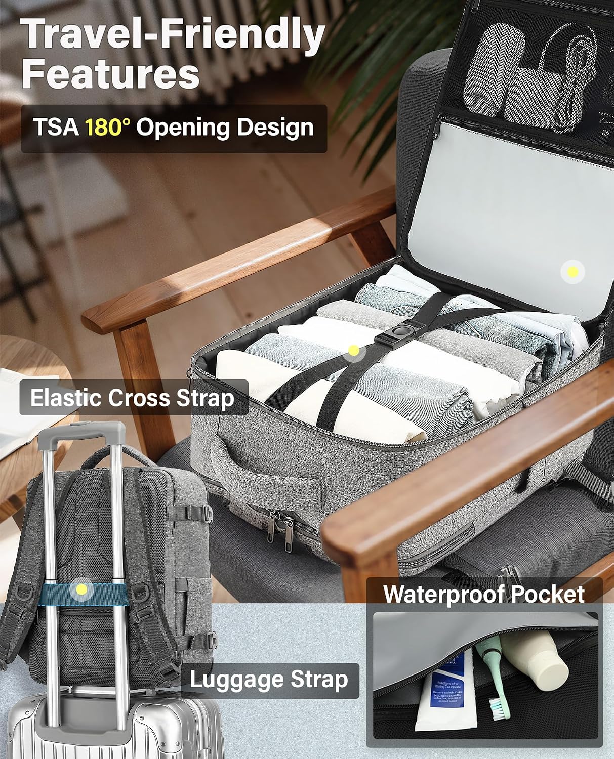 Thumbnail 4 de VANKEV Cabin Bag 32L Underseat 45x36x20cm – Practical 15.6” Laptop Ready Travel Companion