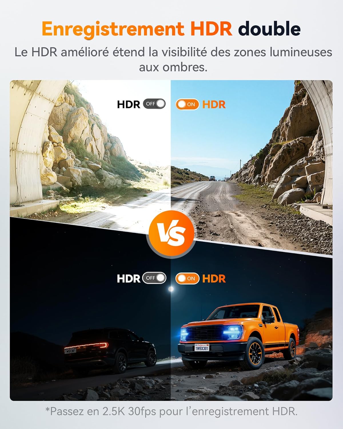 Thumbnail 3 de WOLFBOX X3 Pro Dual Starvis 2 (IMX675) — Dashcam avant arrière 1440P 60FPS + ADAS, GPS et Wi‑Fi 5,8 GHz
