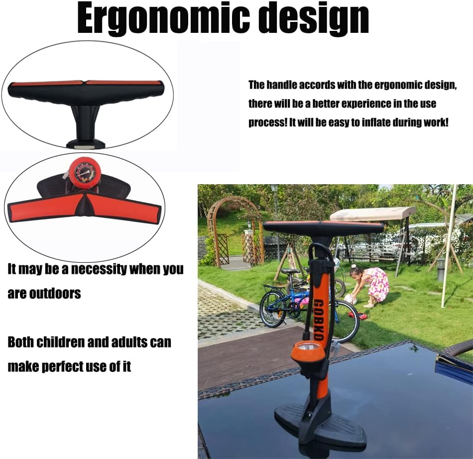 Thumbnail 3 de GOBKO Bike Pump with Gauge: Dual-Head Floor Pump for Presta & Schrader with High Pressure