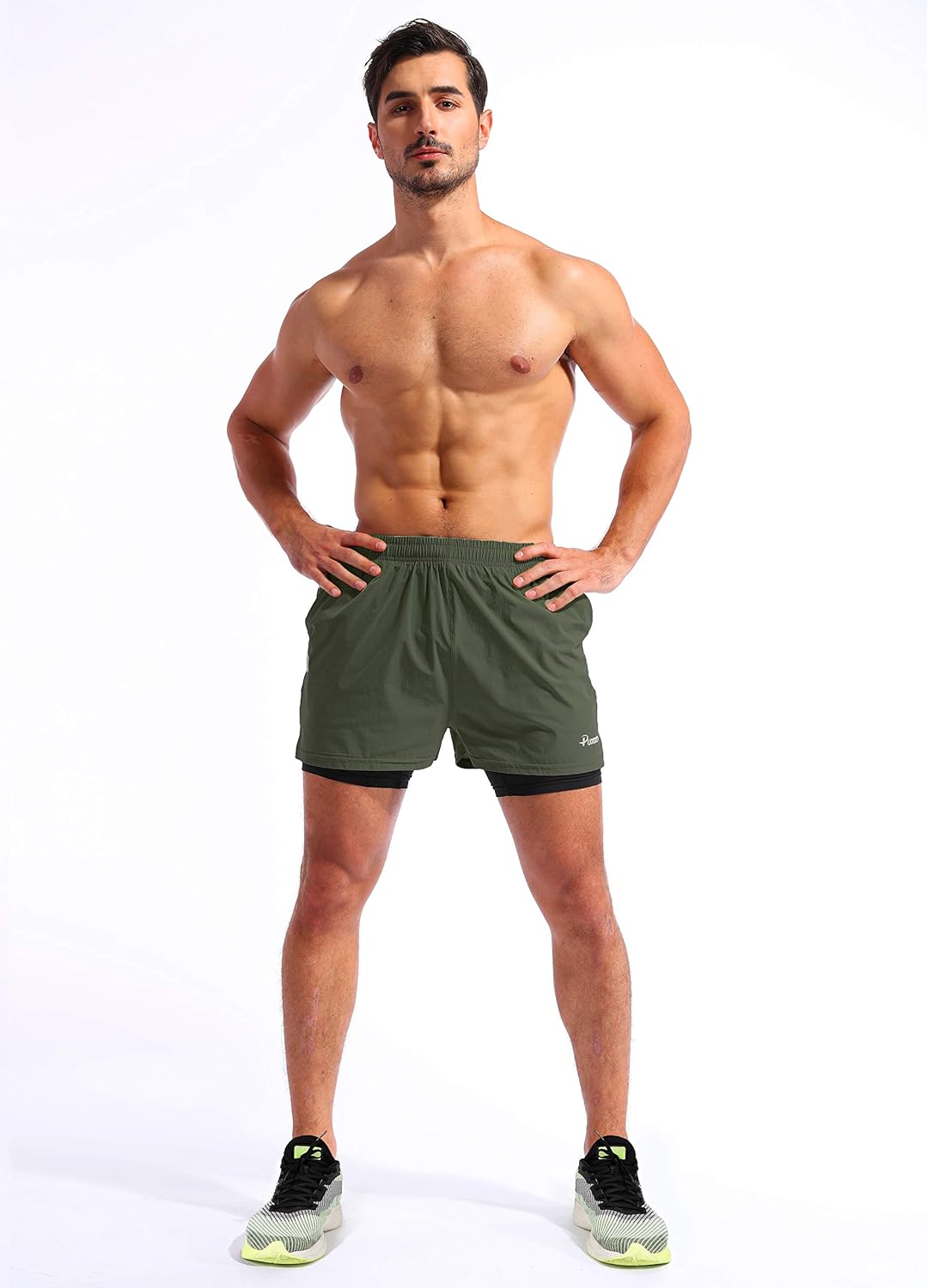 Detalle 2 de Pudolla Men’s 2 in 1 Running Shorts 5" with Phone Pockets
