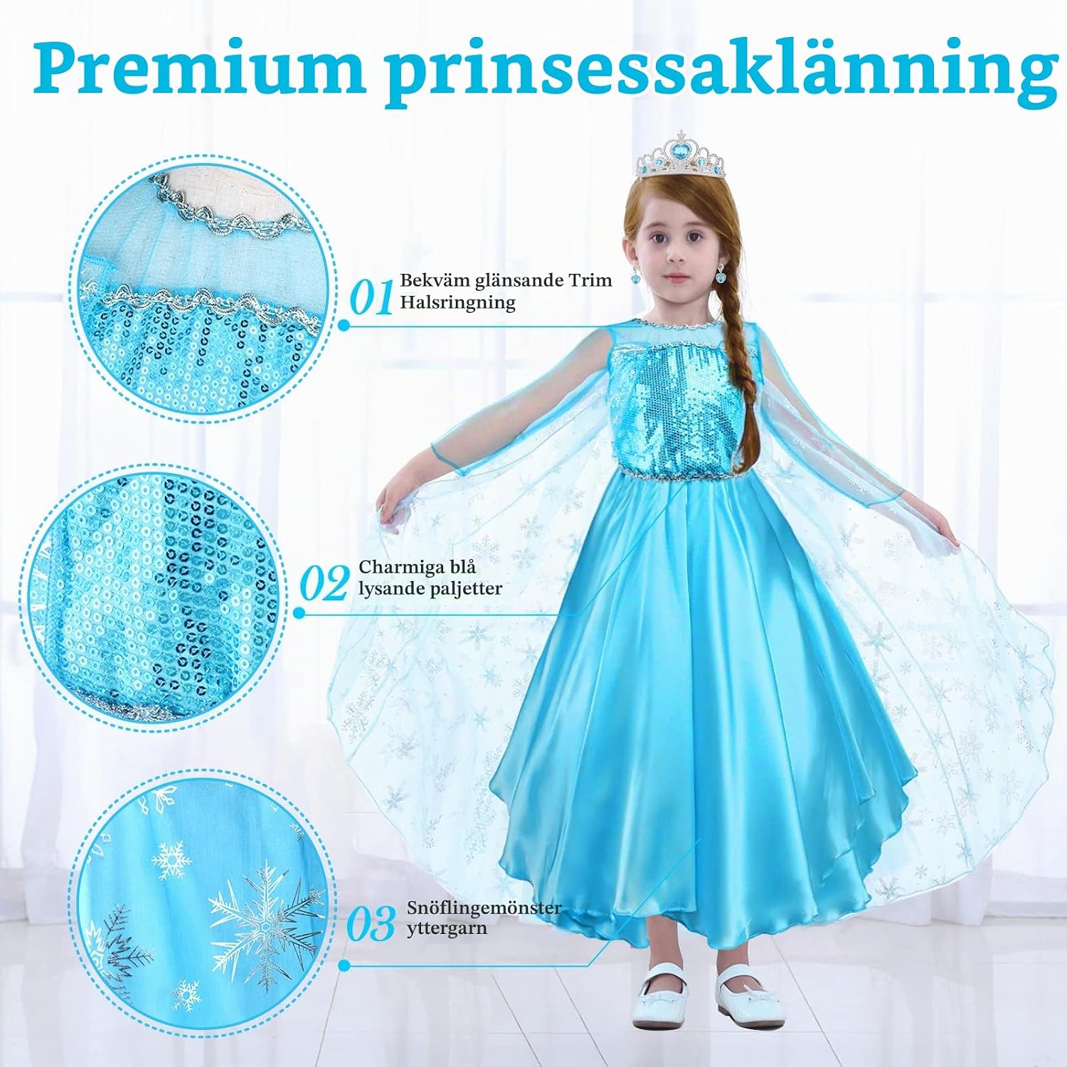 Detalle de URAQT C-Prinses jurk-NL prinsessklänning, 9-delat set i polyester och bomull