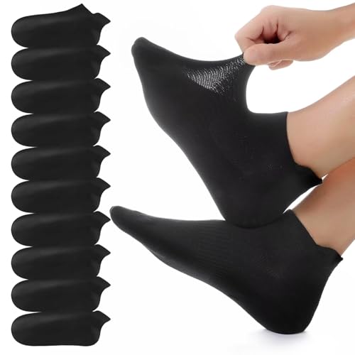 Detalle de YouShow Ankle Socks Mens Black Sports Trainer Socks – 10 Pairs (Size 9–12)