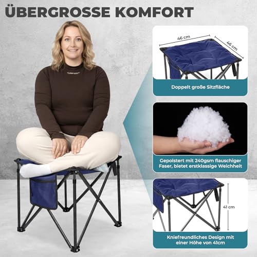 Detalle 2 de FUNDANGO Campinghocker faltbar, 46 cm Sitzbreite, bis 180 kg, blau