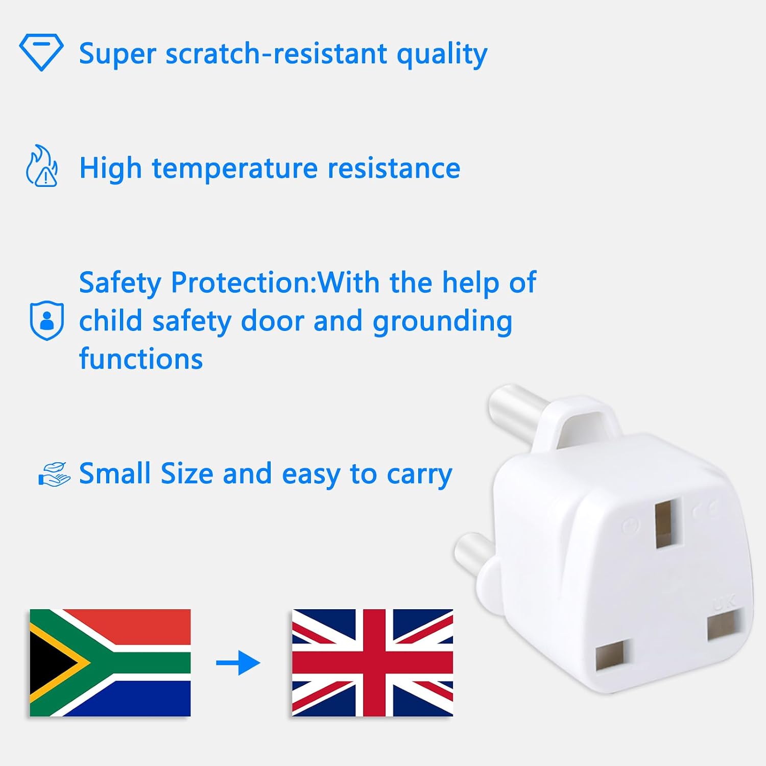 Thumbnail 2 de 3 Pack UK to South Africa Type M Plug Adapters – Travel Power Adapters for Botswana, Somalia and More