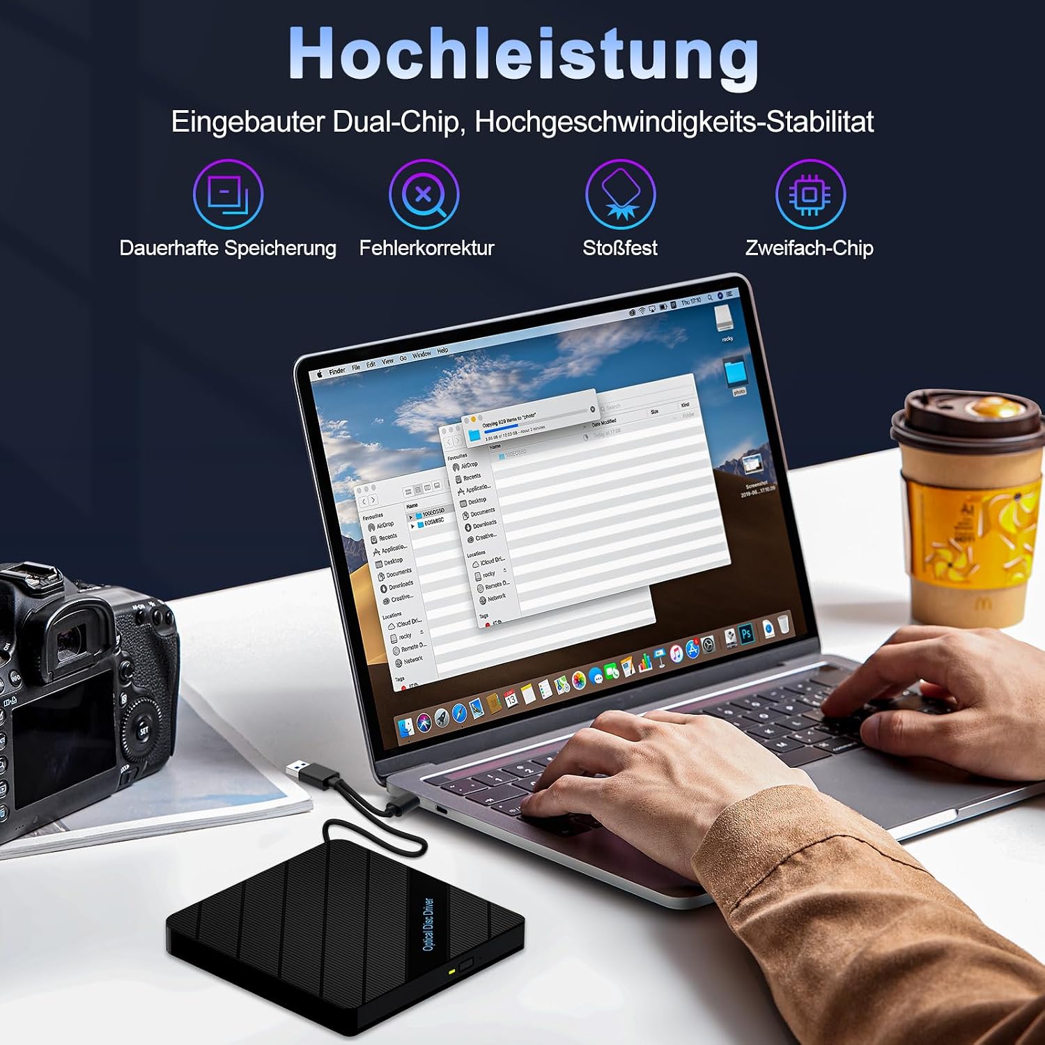 Thumbnail 5 de 8-in-1 Externes DVD-Laufwerk für Laptop mit USB 3.0 ⌚🎬