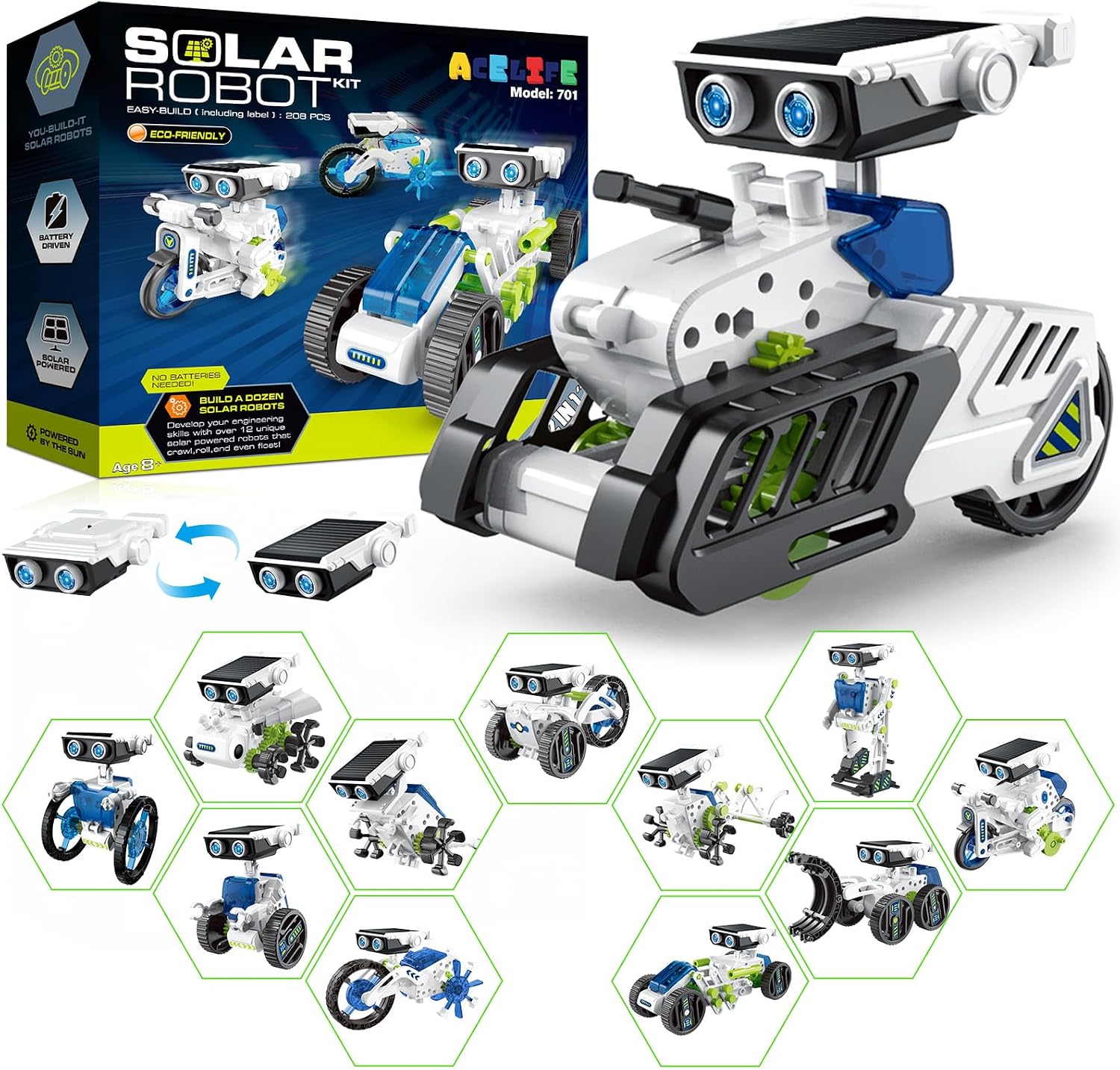 ACELIFE Solar Roboter Kit 12-in-1 für Kinder
