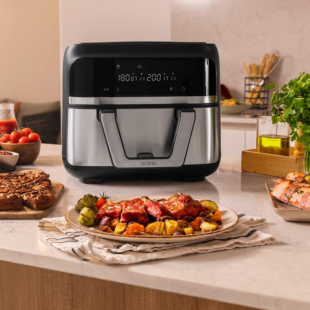 Detalle 2 de Cecotec Friteuse à Air Sans Huile 9L Séparable en 2 – Cecofry Dual 9000 (2850W), PerfectCook, Tactile et Double Température