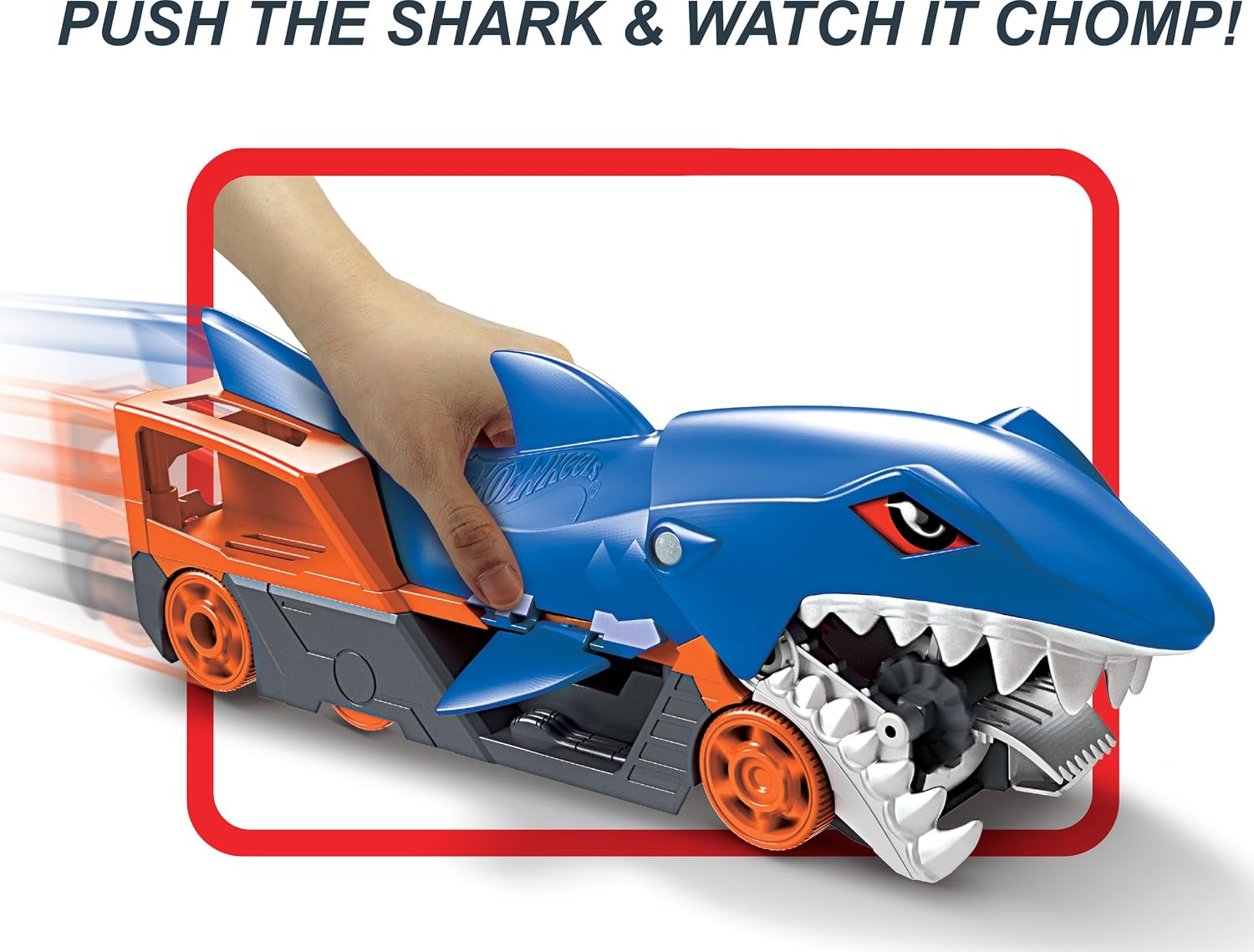 Detalle de Hot Wheels Shark Chomp Transporter Playset with 1:64 Car (GVG36)