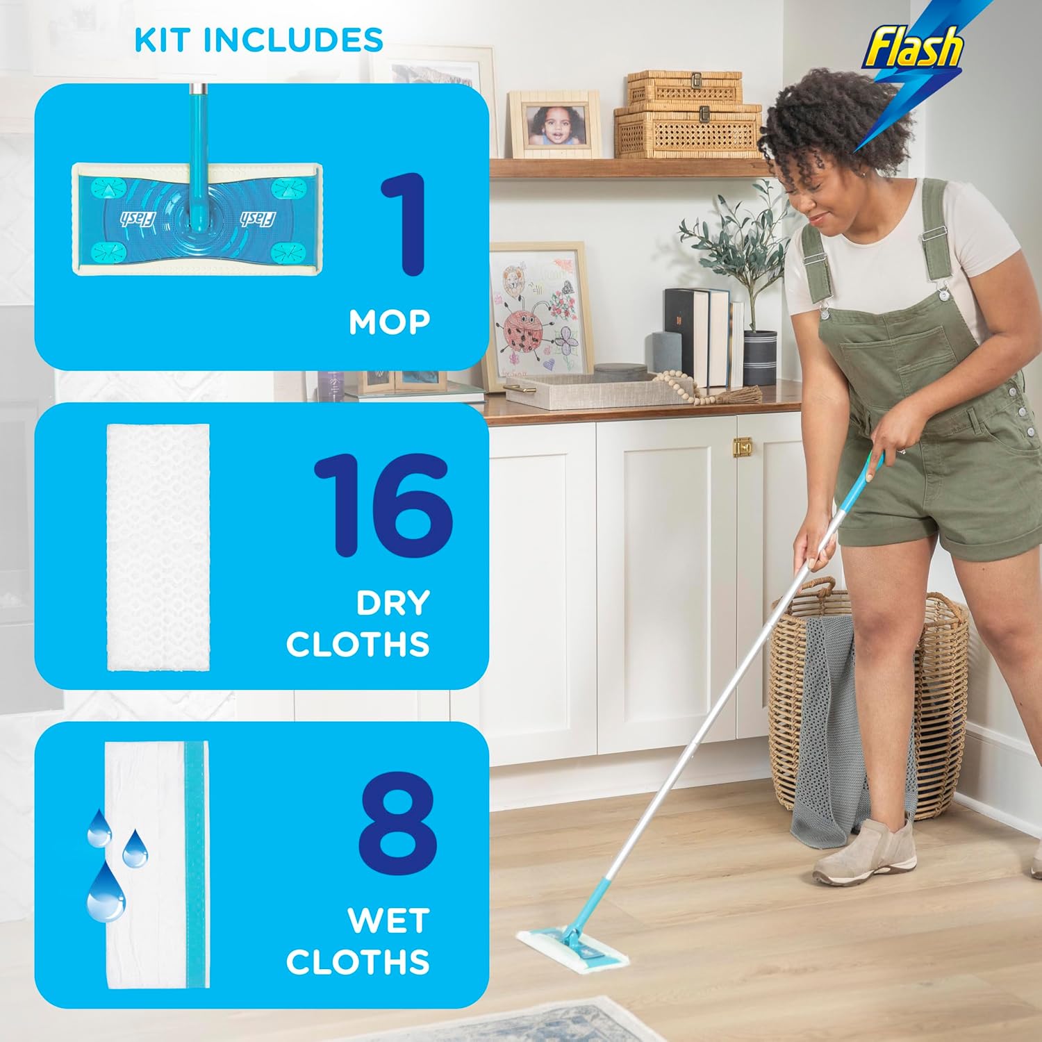 Detalle 2 de Flash Speedmop Starter Kit 1 Handle, 24 Refills 🧹