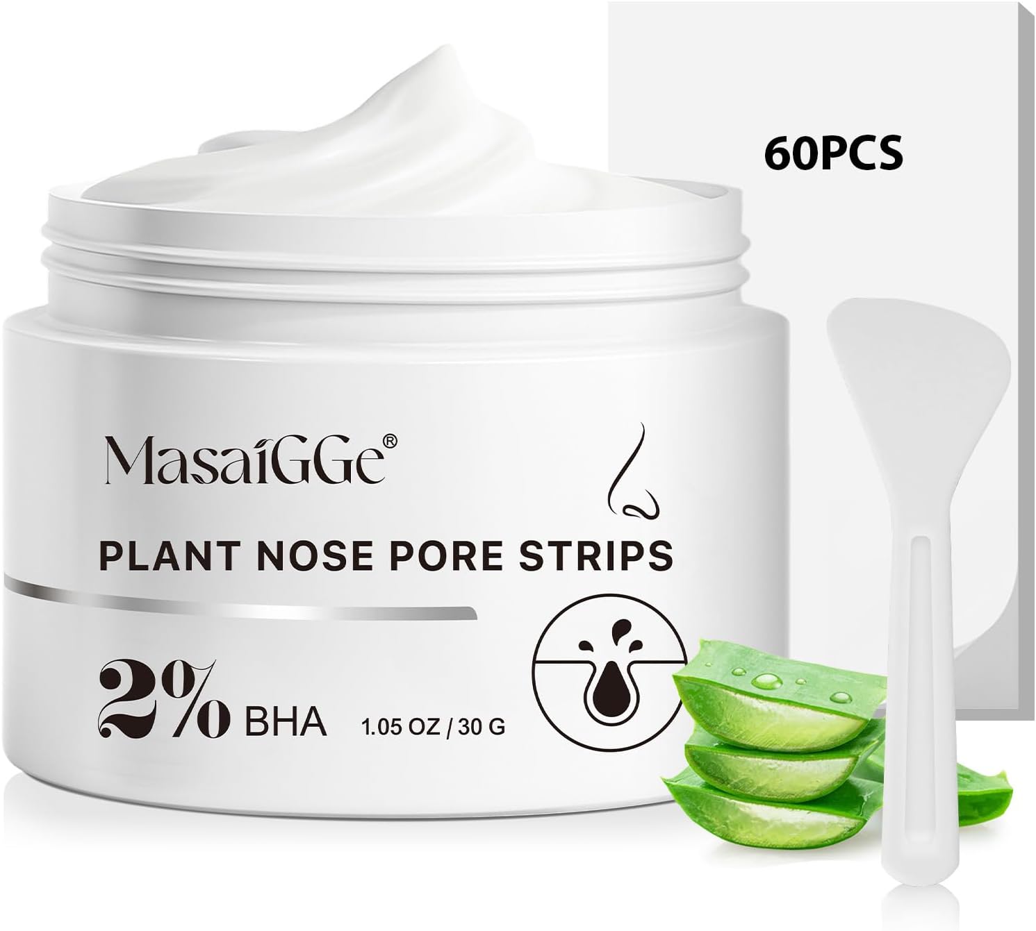 Detalle de Maschera Punti Neri Punti Neri | 2% BHA per cura della testa nera su naso, con acido ialuronico e aloe vera
