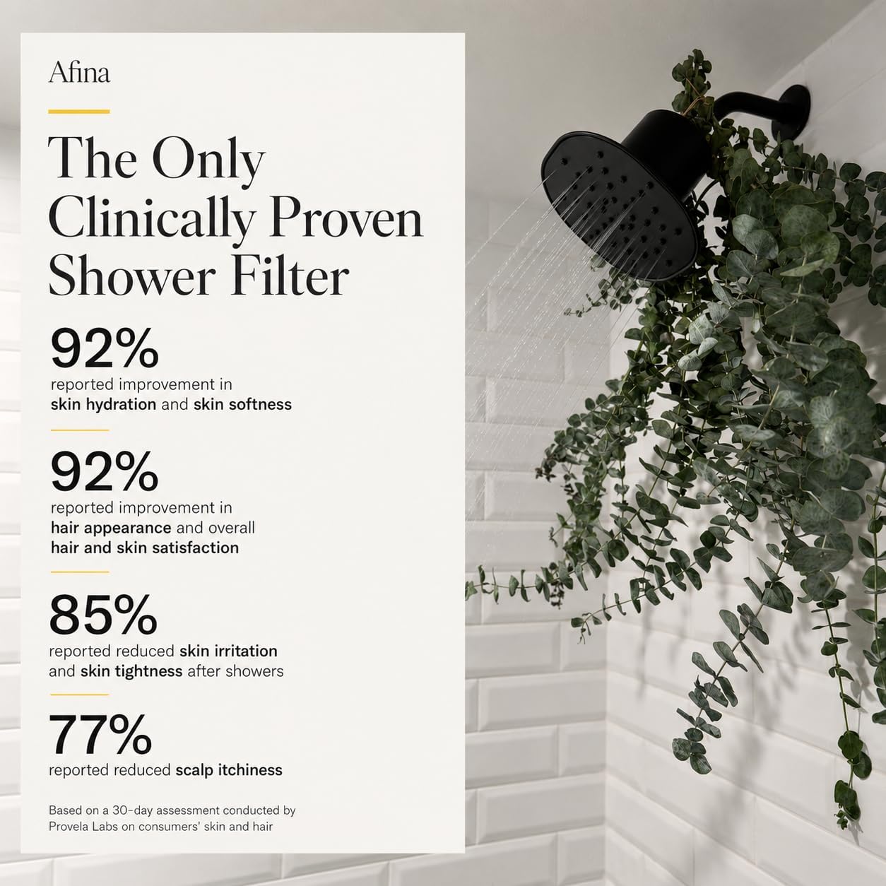 Detalle de Afina Filtered Shower Head with KDF-55 Filtration — High-Pressure Rainfall (Chrome)