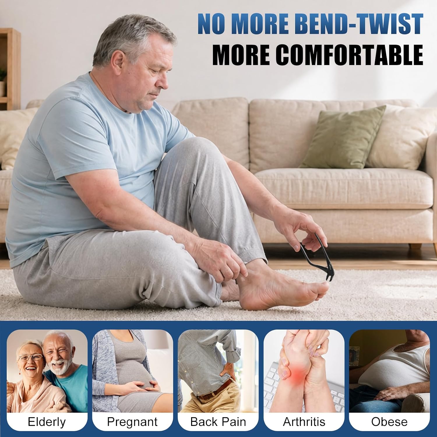 Thumbnail 1 de Toenail Clippers for Seniors: Thick Toenails, 5.3-Inch Long Handle Angled Head with Catcher