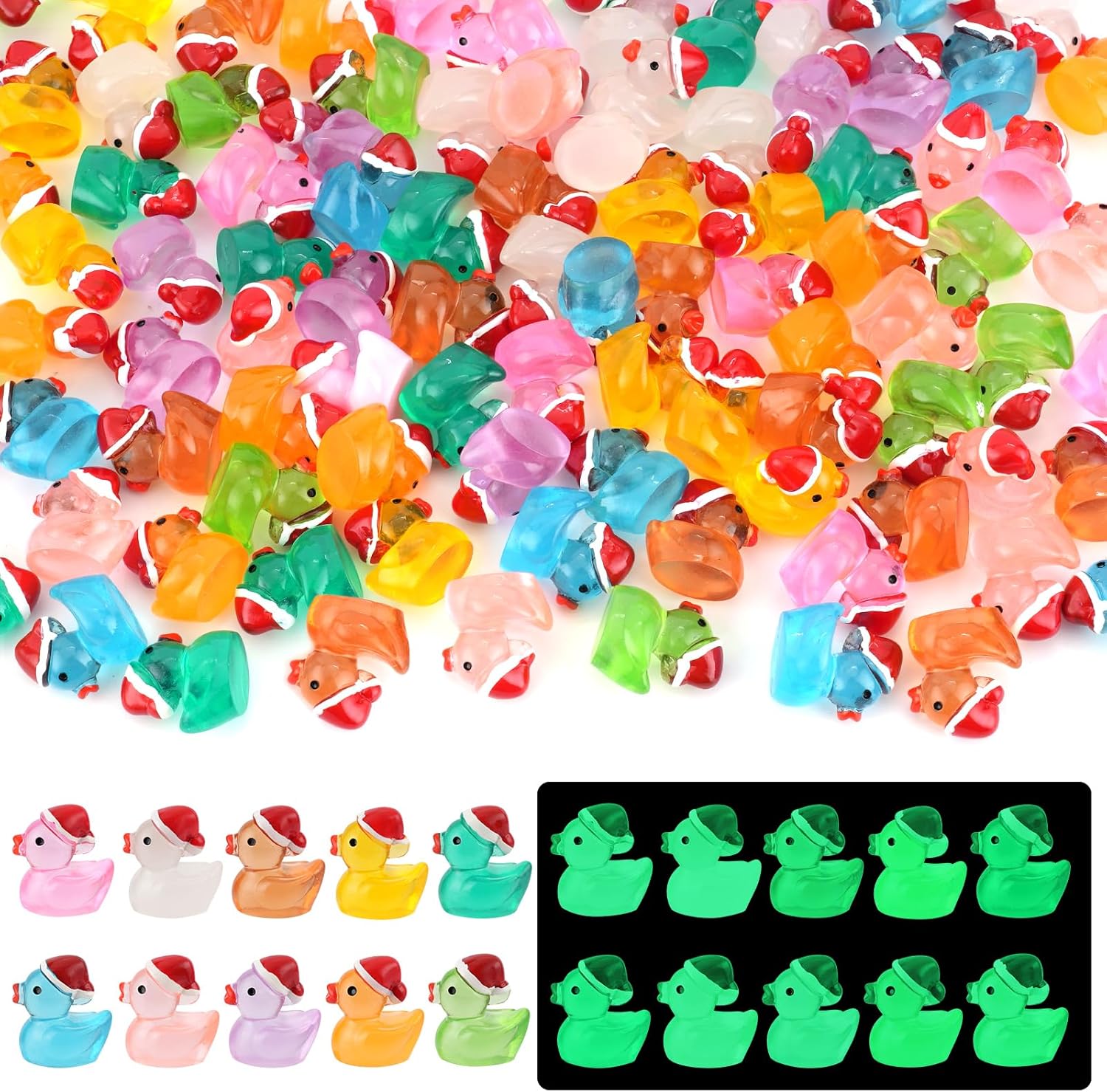 Luminous Mini Resin Ducks 100 pcs - Glow Party Favors 🐥