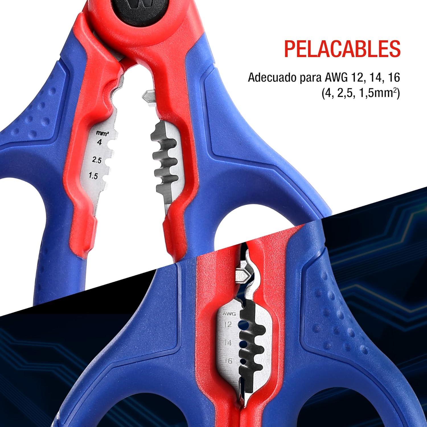 Detalle 2 de WORKPRO Tijeras electricista 163 mm
