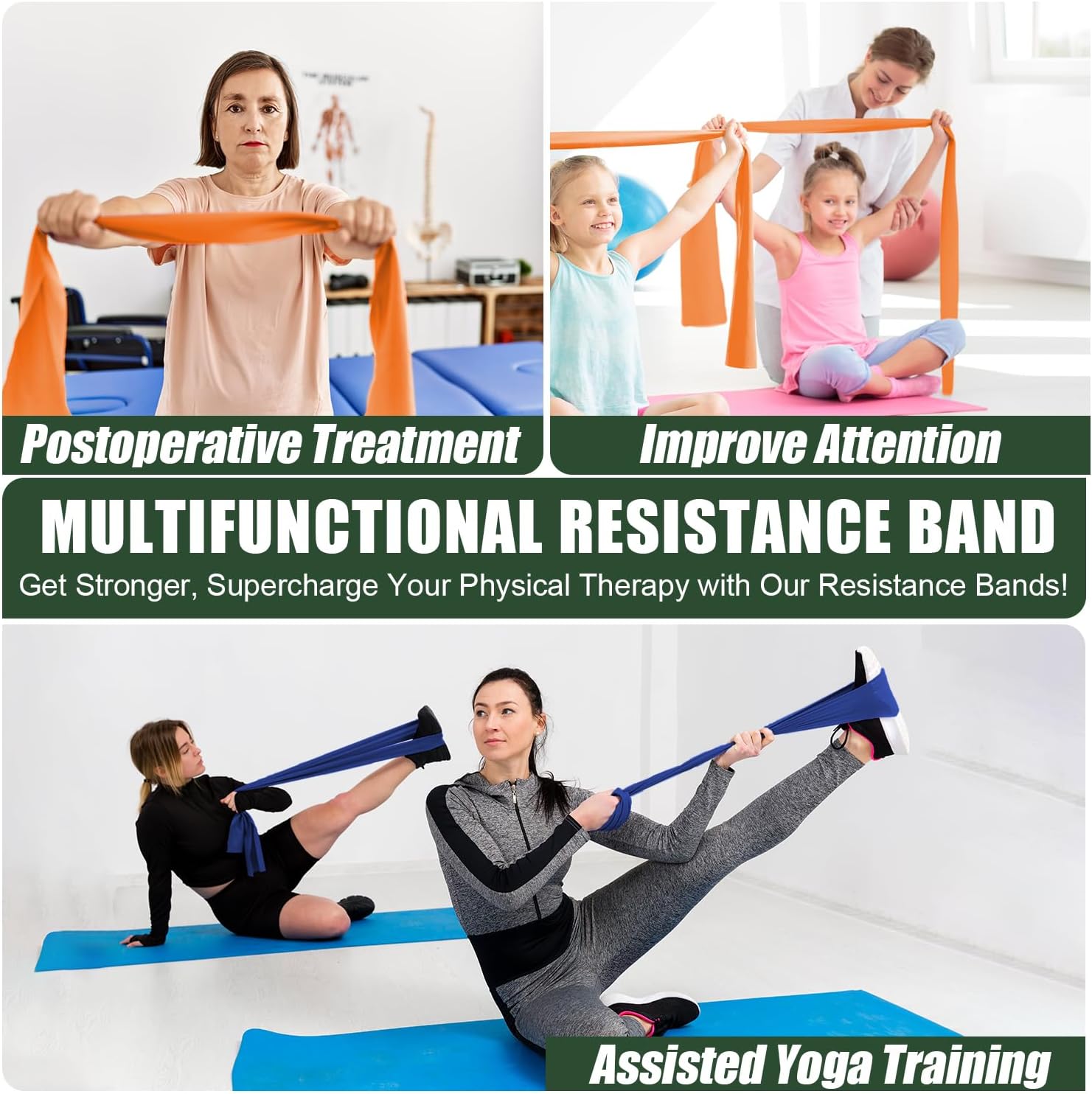 Thumbnail 5 de Potok 4er-Set Fitnessbänder mit 4 Widerstandsstufen – 1,5 m, inkl. Tragetasche