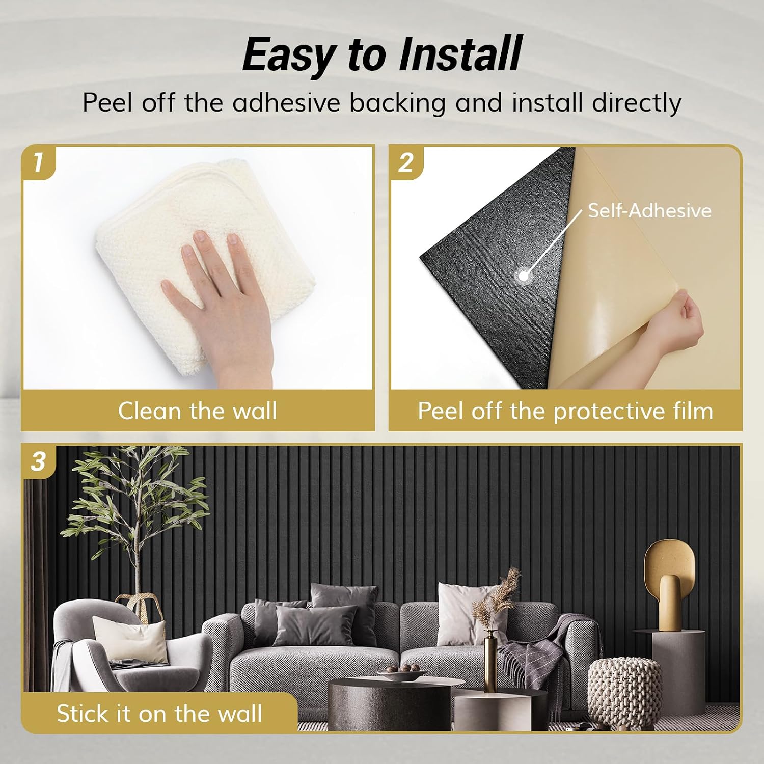 Detalle 1 de TONOR 24014.02BL.V1 Acoustic Panels, 8-Pack, Self-Adhesive Black Polyester
