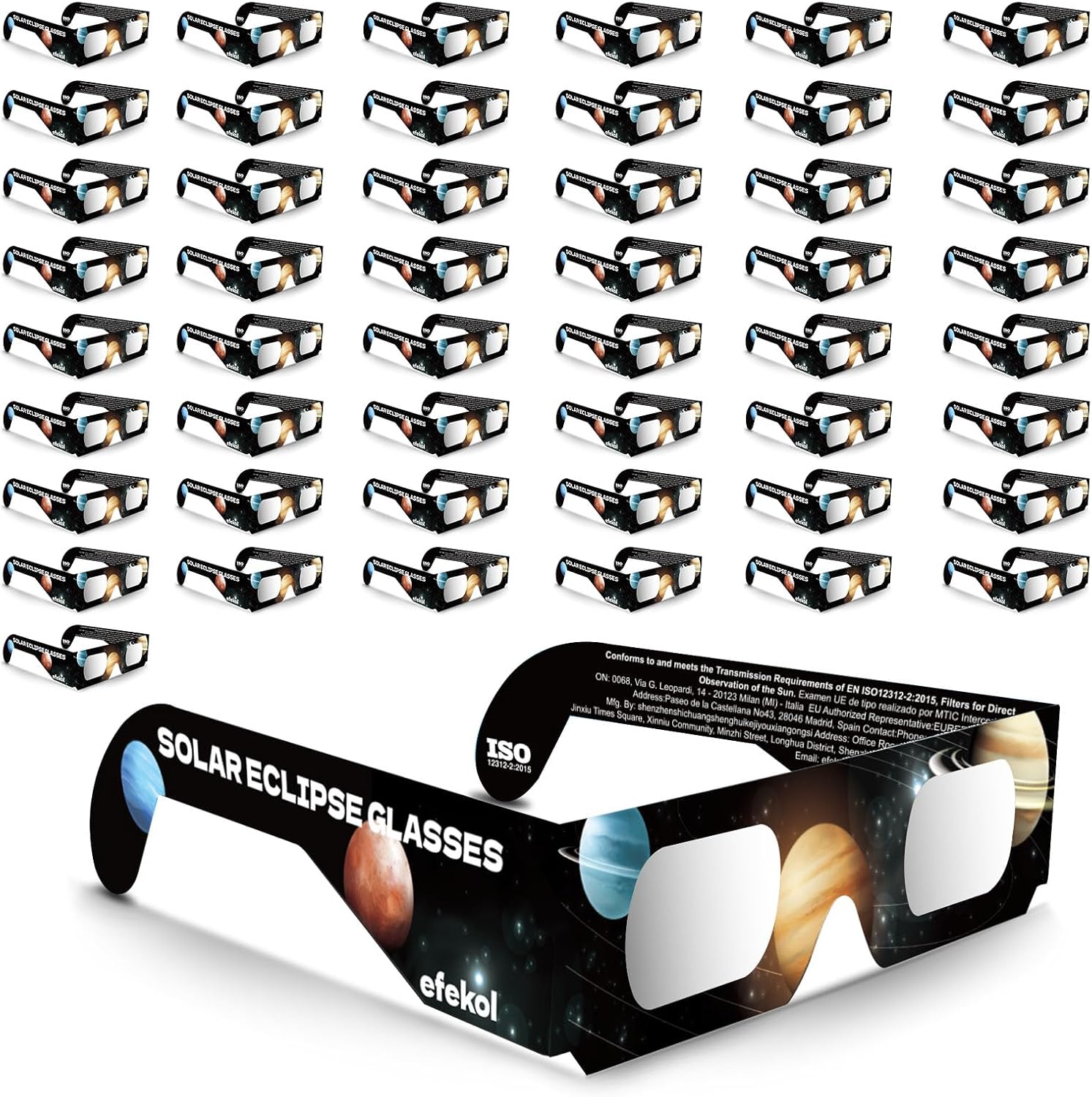 Detalle de efekol Gafas Eclipse Solar Homologadas - Certificación CE y EN ISO 12312-2