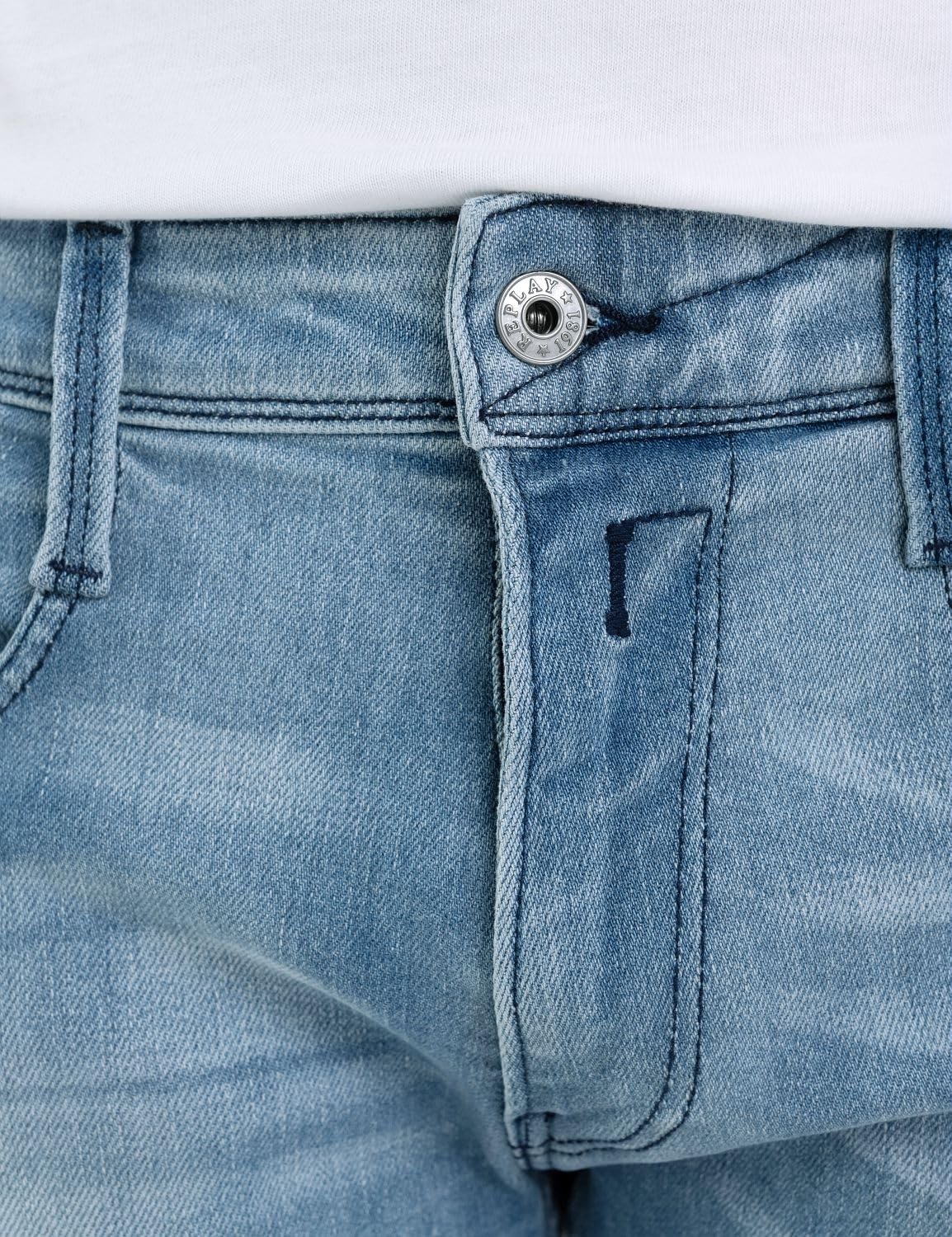 Detalle de Replay Herren Jeans Anbass Hyperflex Colour Xlite – Slim Fit mit Power Stretch
