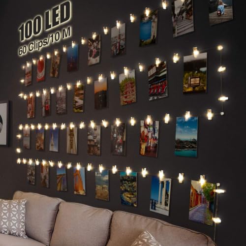 Imagen de litogo 100 LED Photo Clip String Lights – 10M Battery Powered Fairy Lights with 60 Clips en OfertitasTOP