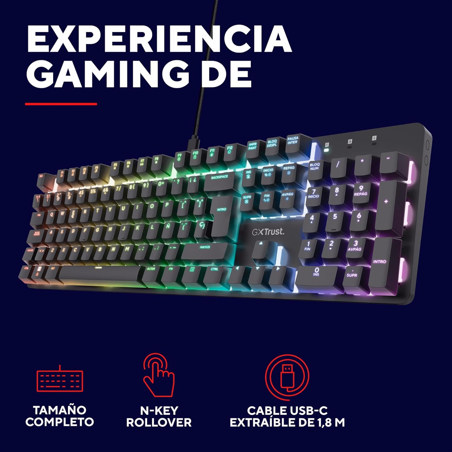 Thumbnail 3 de Trust GXT 871 Zora Teclado Mecánico Español RGB