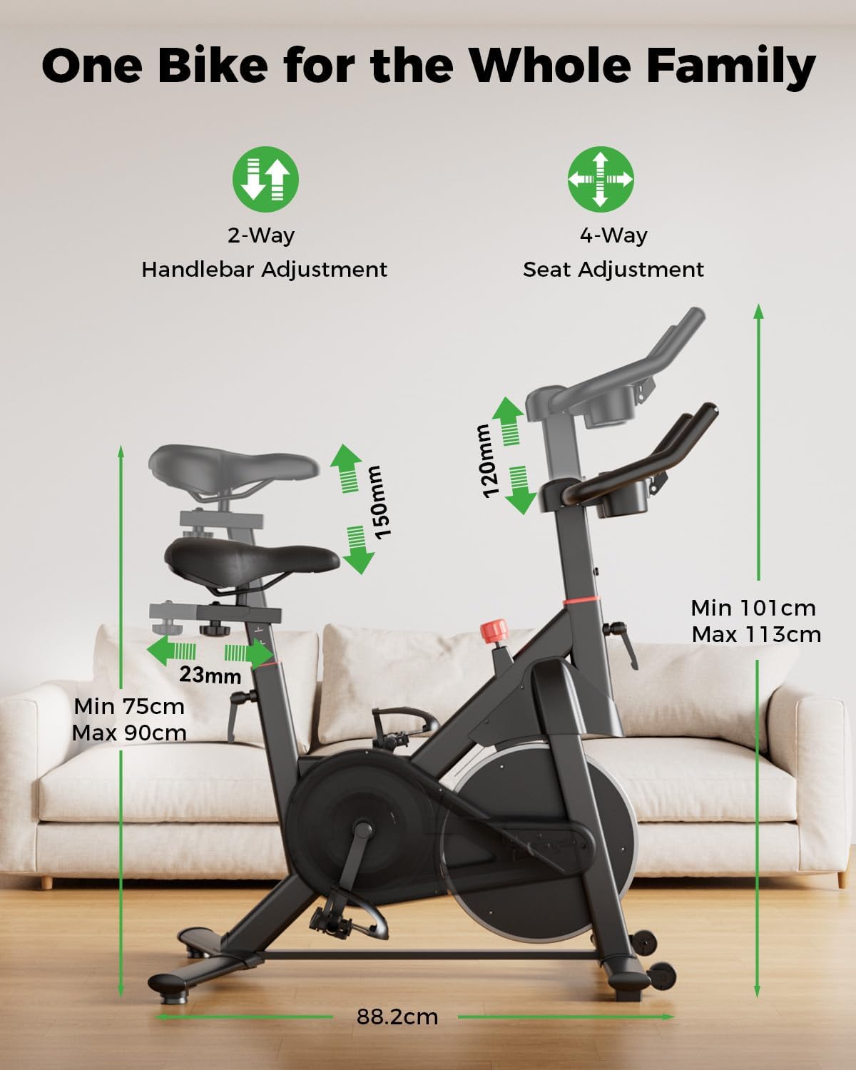 Detalle de MJWW Exercise Bike for Home Gym Use: Magnetic Resistance Spin Bike with Smart App