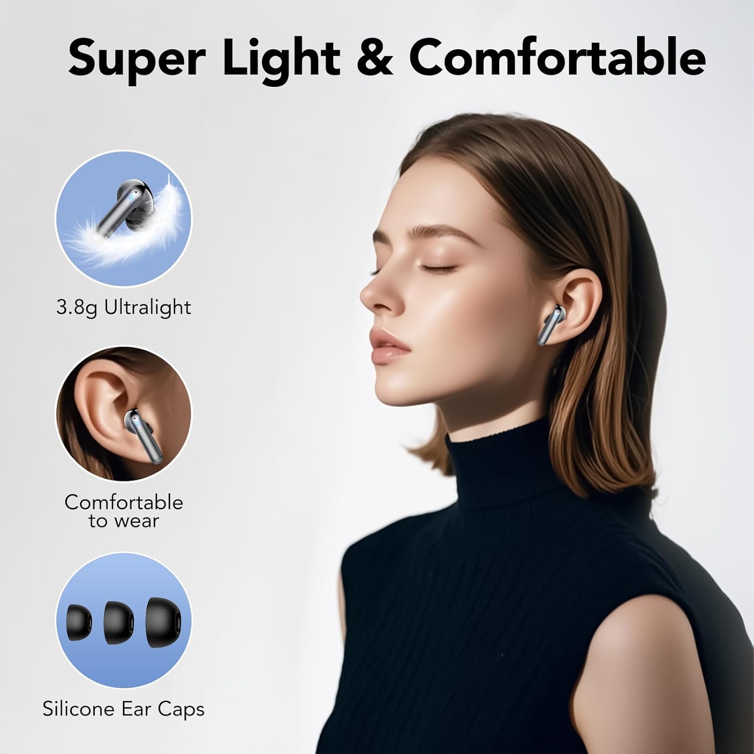 Thumbnail 5 de TIMU 2026 Écouteurs Bluetooth 5,4 avec ENC, 50 h, IPX7 et basses renforcées (noir)