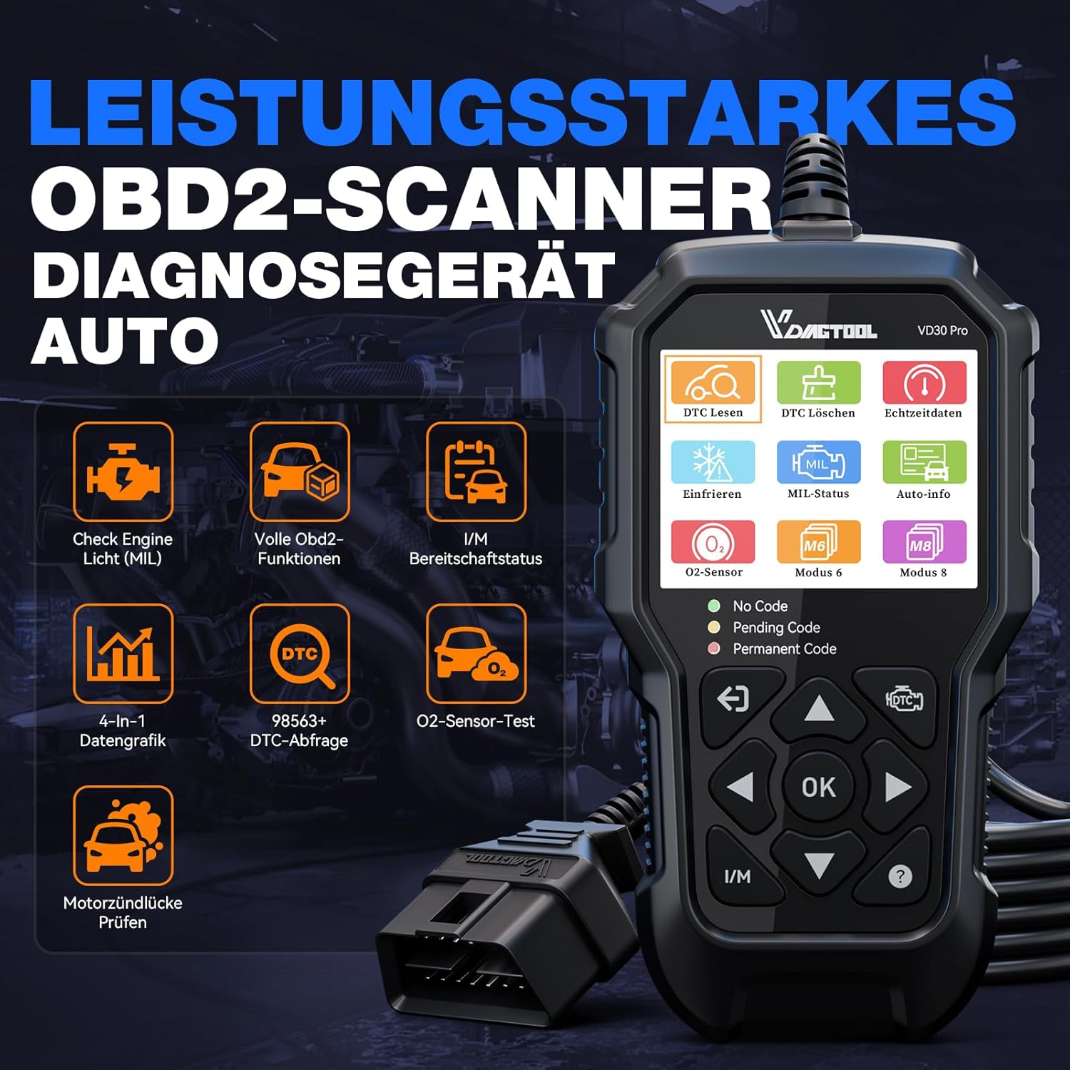 Detalle 2 de VDIAGTOOL VD30 Pro OBD2 Diagnosegerät 2,8"