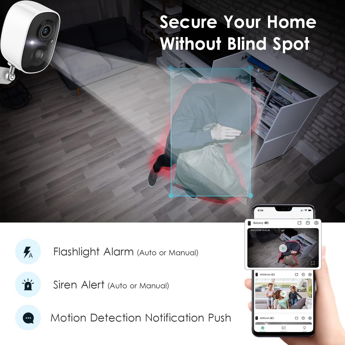 Detalle 2 de GMK Security Cameras Wireless Outdoor 4 Pack (2K Battery Powered) with 2-Way Talk, Color Night Vision, IP65