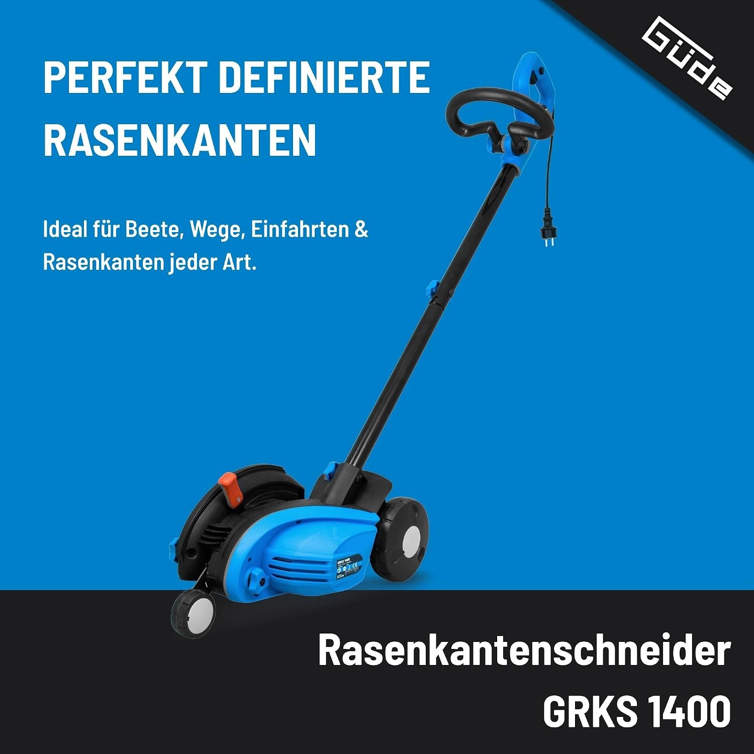 Detalle 2 de Güde GRKS 1400 elektrische graskantensnijder, 19 cm en 3 wielen