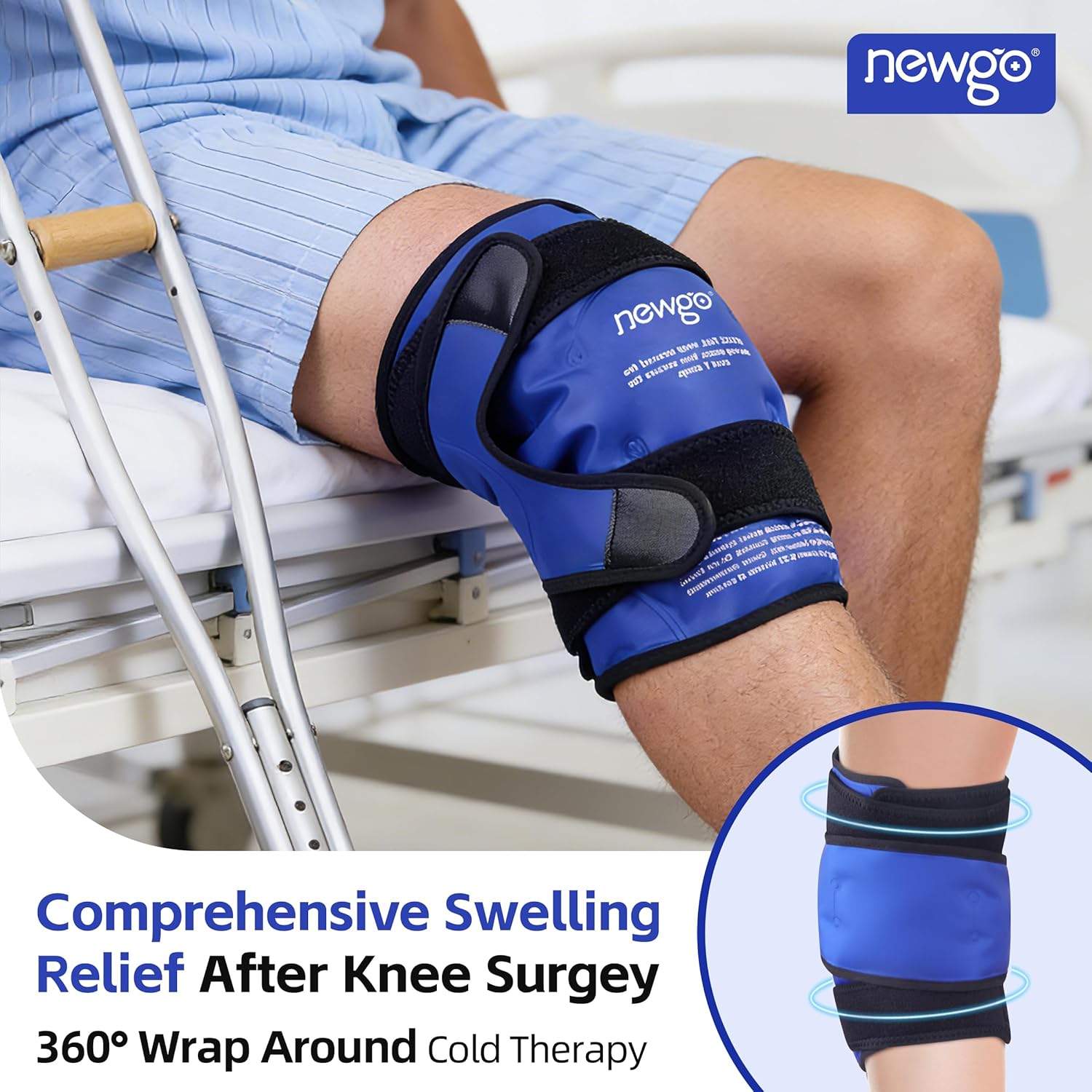 Detalle 2 de NEWGO Ice Pack for Knee Replacement Surgery, Reusable Gel Cold Pack Knee Ice Pack Wrap Around Entire Knee for Knee Injuries, Knee Ice Wrap for Pain Relief, Swelling, Bruises (Blue)
NEWGO Ice Pack for Knee Replacement Surgery, Reu…