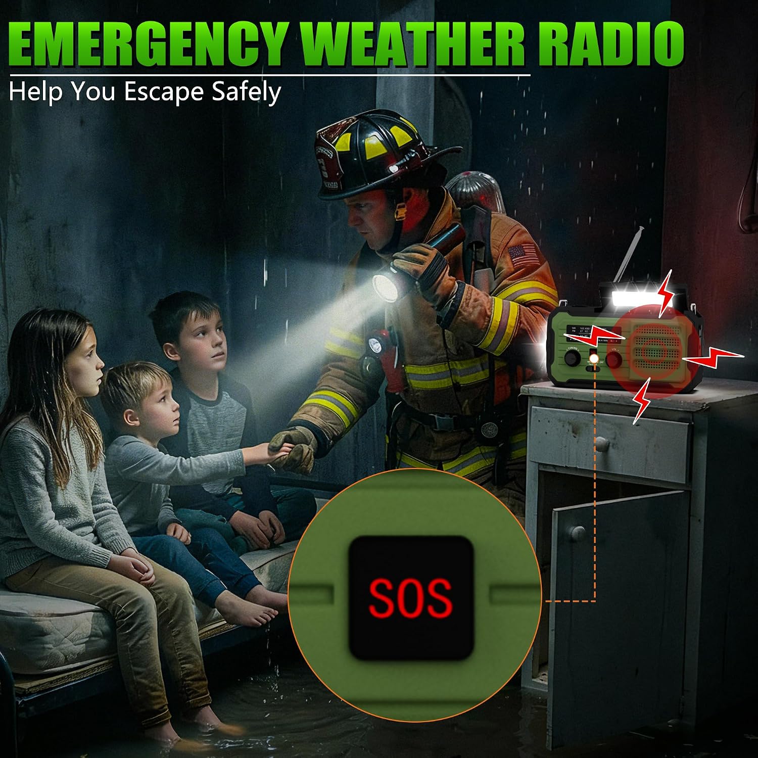 Thumbnail 3 de Vokida YX328 Emergency Weather Radio, 10,000mAh, NOAA, Solar & Hand Crank