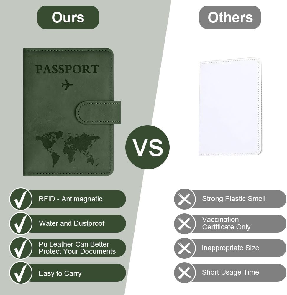 Thumbnail 5 de OFFCUP Passport Holder Cover with RFID Blocking and Luggage Tag Set (Green)