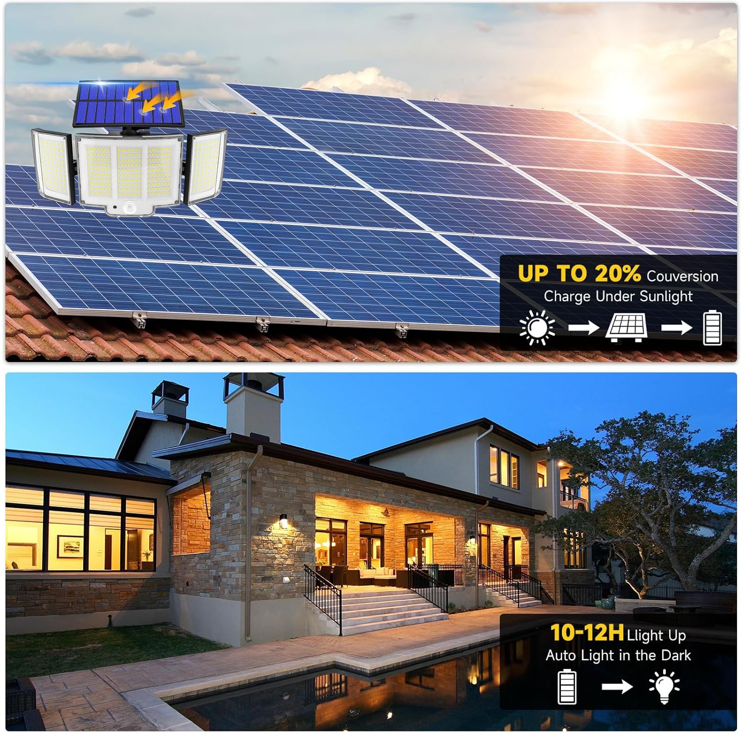 Thumbnail 1 de Solar Motion Sensor Security Light 348LED 2000LM