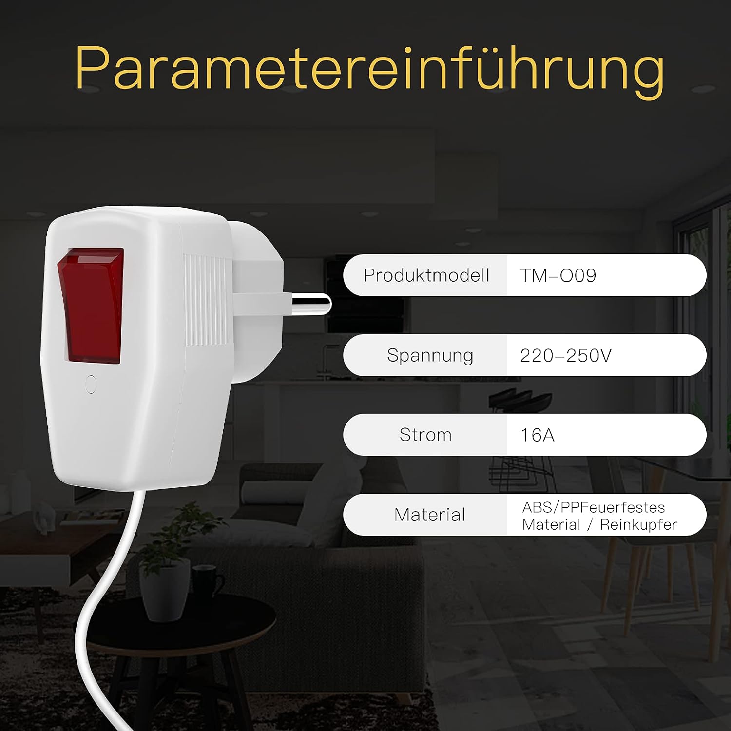 Detalle de HITRENDS Schuko-stekkers met schakelaar, set van 3, haaks, IP20