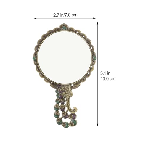 Detalle de BESPORTBLE Vintage Handspiegel with Handle and Comb – Compact Metal Travel Mirror