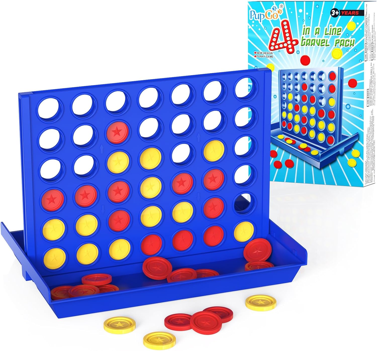 Detalle de Pup Go „4 in einer Reihe“ im Taschenformat – Strategiespiel für 2 Spieler ab 3 Jahren