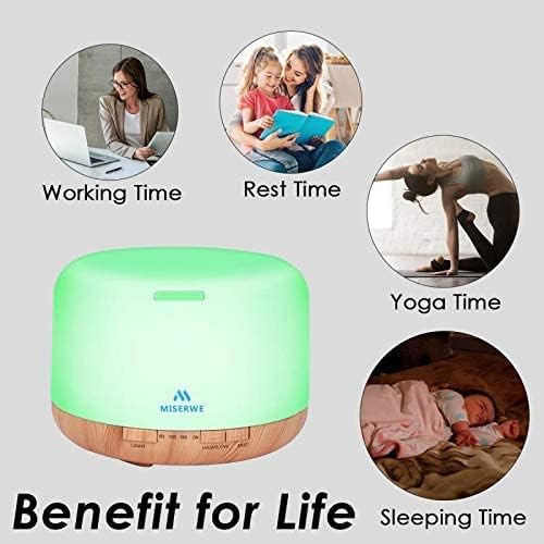 Detalle de MISERWE YX-168 500 mL Essential Oil Diffuser with Remote and 7-Colour LED