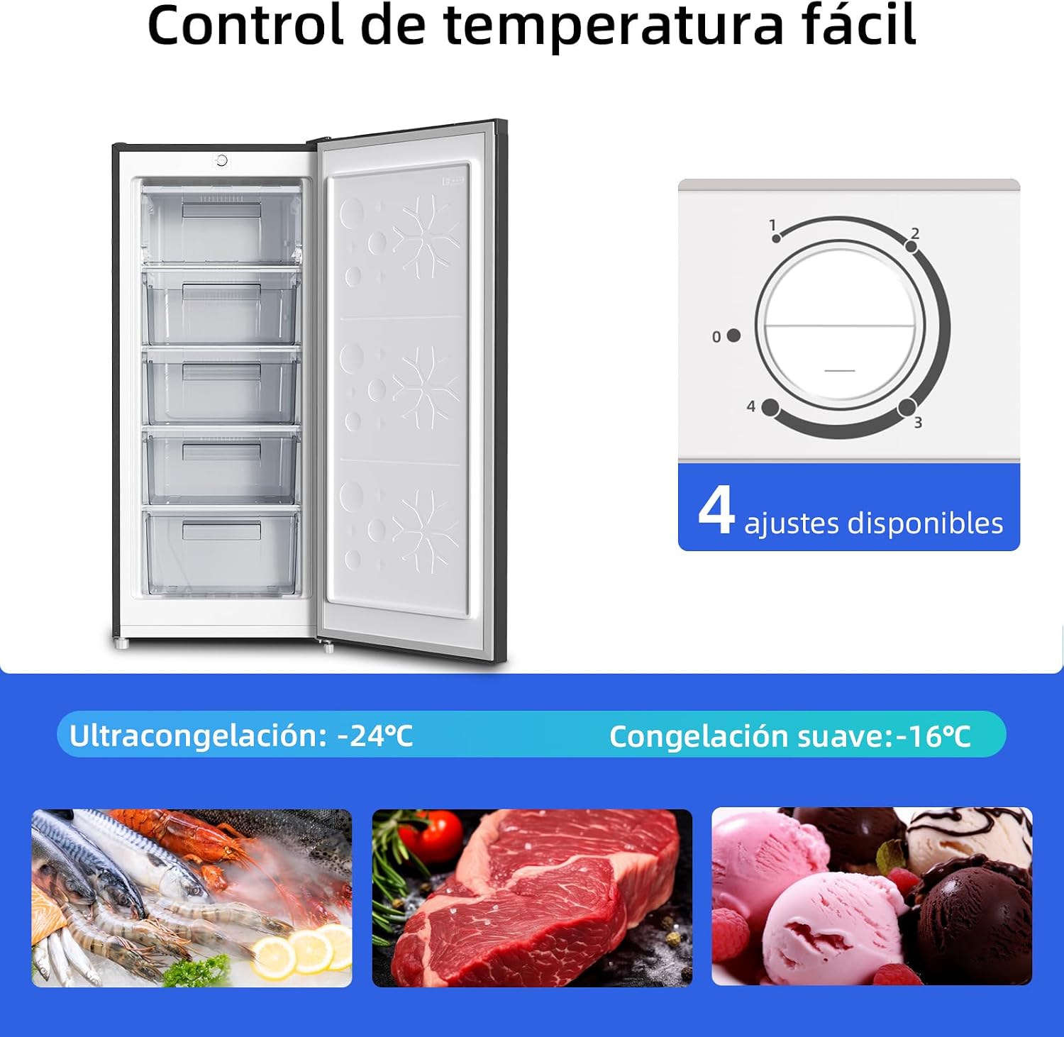 Thumbnail 3 de Congelador vertical independiente CHiQ 145L negro con puerta reversible