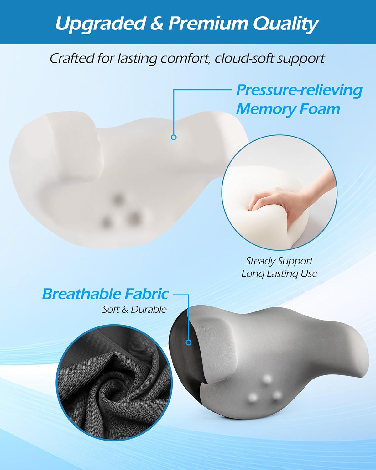 Detalle de Lofty Aim Car Neck Pillow: 2 Pack Ergonomic Memory Foam Headrest Cushions for Driving