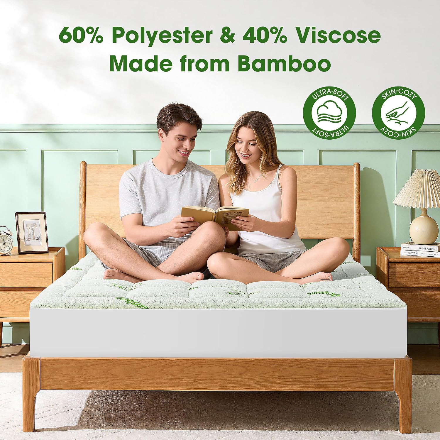 Thumbnail 2 de GRUSIGN CL-ZXW Queen Mattress Pad, Bamboo-Derived Viscose Blend, Deep Pockets